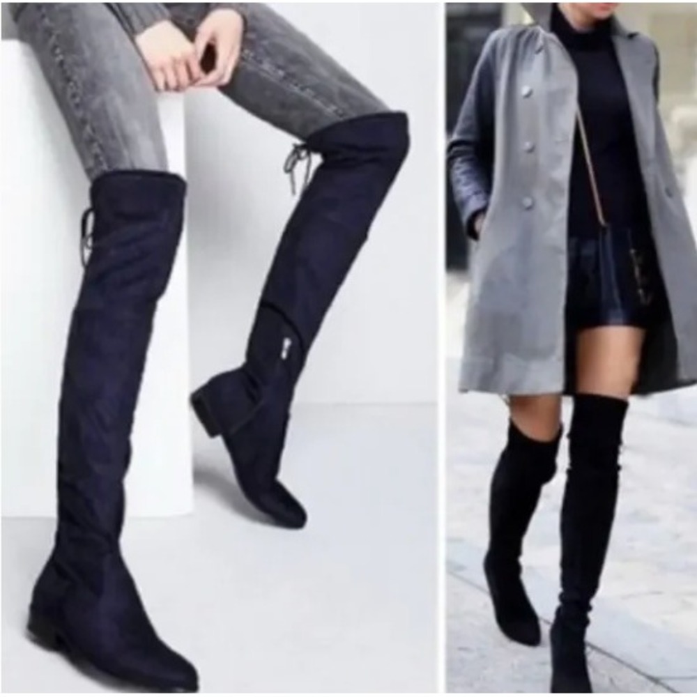 Marc‎ Fisher Olympia Black Faux Suede Over The Knee Tassel Boots MFOLYMPIA-T 9M